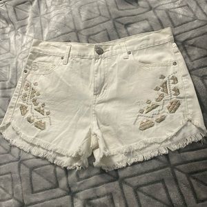 Free People Crème Denim Shorts Size 28